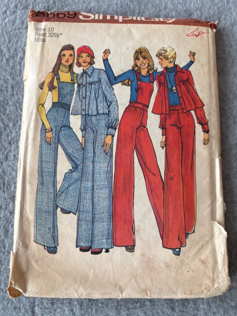 Simplicity 6669 Sewing Pattern Jacket Wide-Leg Pant Detachable Bib Size 10 Uncut